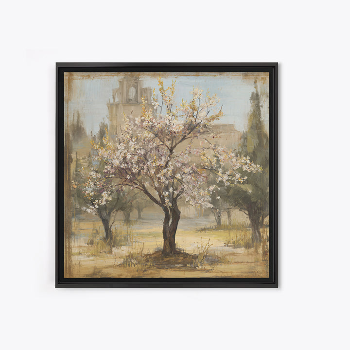 Spring Orchard with Blossoming Trees Framed Canvas Print, Impressionist Art, Statement Artwork, Living Room Decor, Impression, IMP-1x1-78