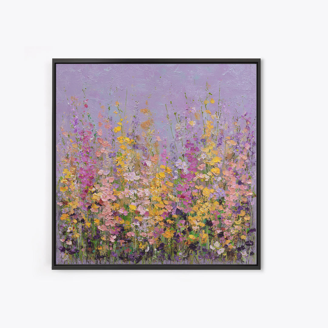 Wildflower Field in Loose Pastel Strokes Canvas Print, Impressionist Art, Fine Art Print, Living Room Decor, Impression, IMP-1x1-80