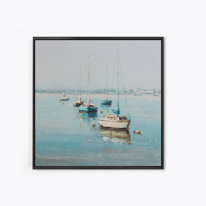 Sailboats on a Bright Sparkling Harbor Canvas Print, Impressionist Art, Painting, Living Room Decor, Fine Art, Impression, IMP-1x1-81
