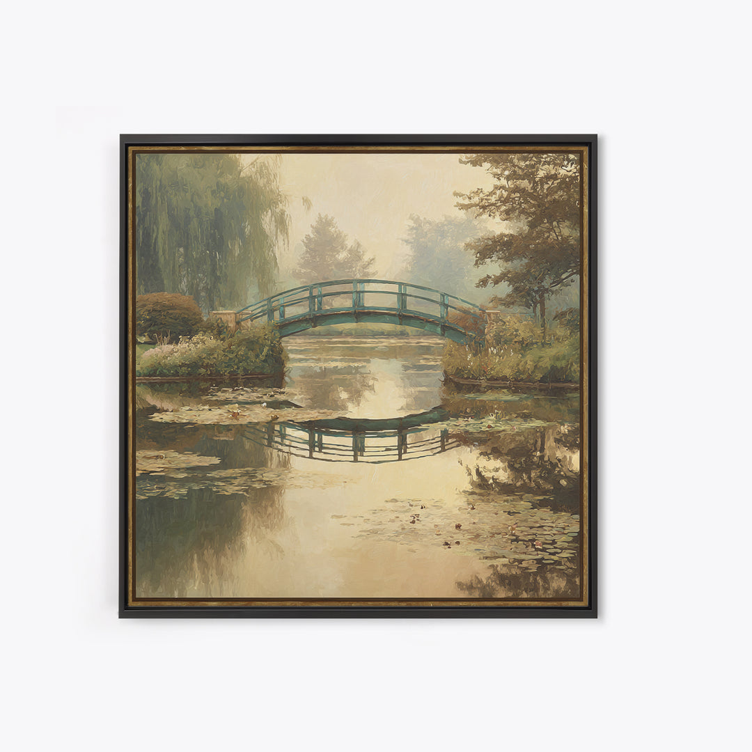 Water Garden Bridge Canvas Print, Impressionist Art, Neutral Decor, Living Room Decor, Oil Painting, Impression, Home Decor, IMP-1x1-90
