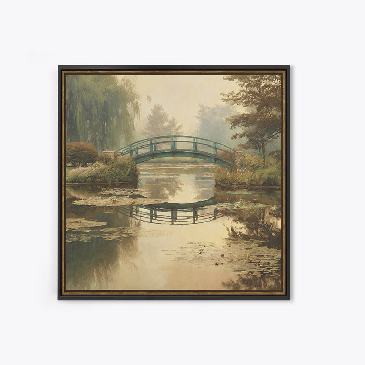 Water Garden Bridge Canvas Print, Impressionist Art, Neutral Decor, Living Room Decor, Oil Painting, Impression, Home Decor, IMP-1x1-90