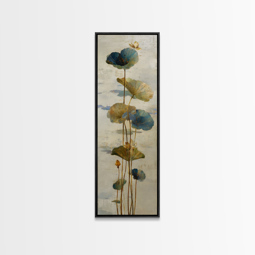 Water Lilies Floating on a Sunlit Pond Canvas Print, Impressionist Art, Minimalist Decor, Living Room Decor, Impression, IMP-1x3-13