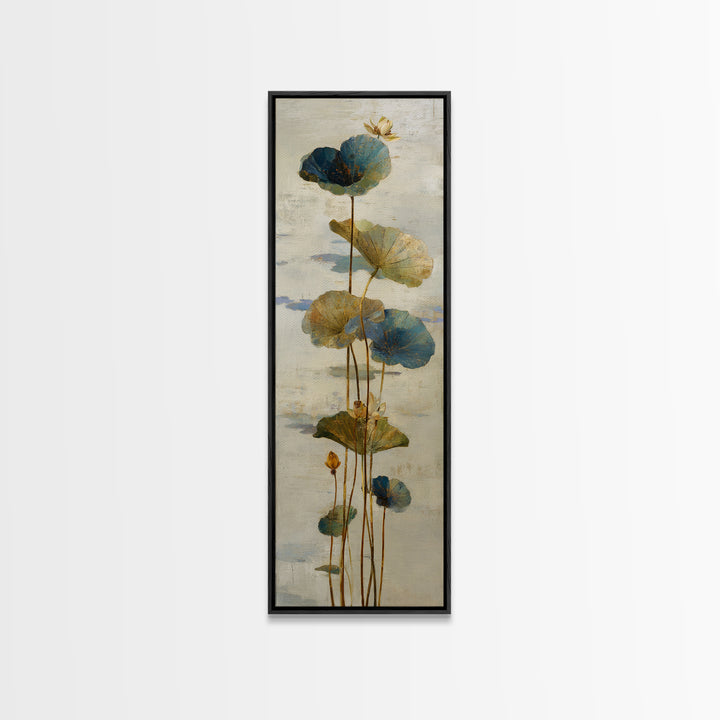 Water Lilies Floating on a Sunlit Pond Canvas Print, Impressionist Art, Minimalist Decor, Living Room Decor, Impression, IMP-1x3-13