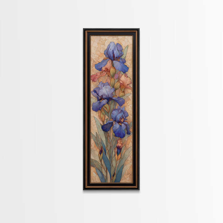 Iris Garden with Blue Violet Strokes Canvas Print, Impressionist Art, Living Room Decor, Watercolor Art, Impression, IMP-1x3-32