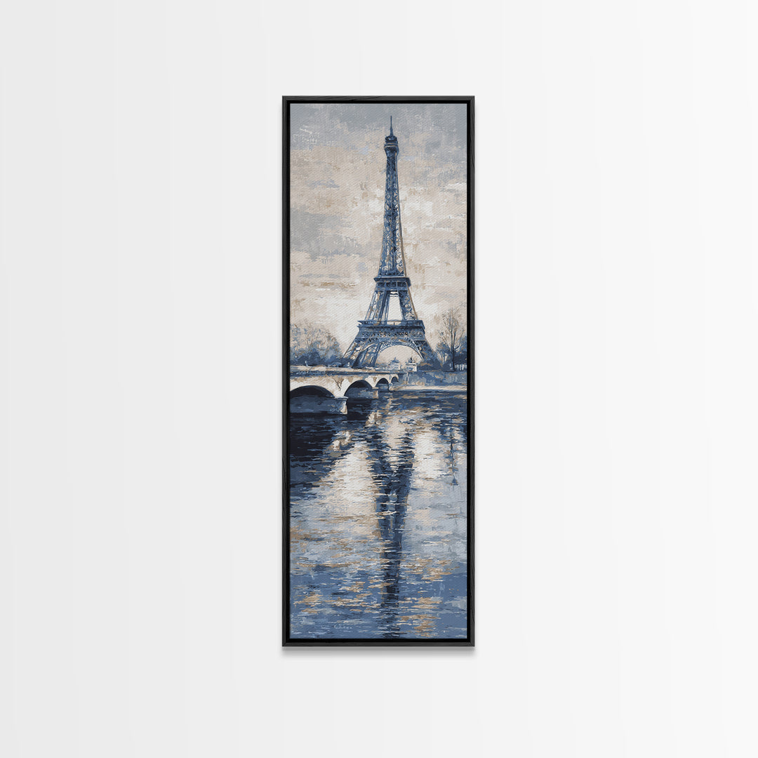 Paris Bridge Reflected Canvas Print, Impressionist Art, Living Room Wall Art, Living Room Decor, Fine Art, Impression, IMP-1x3-43