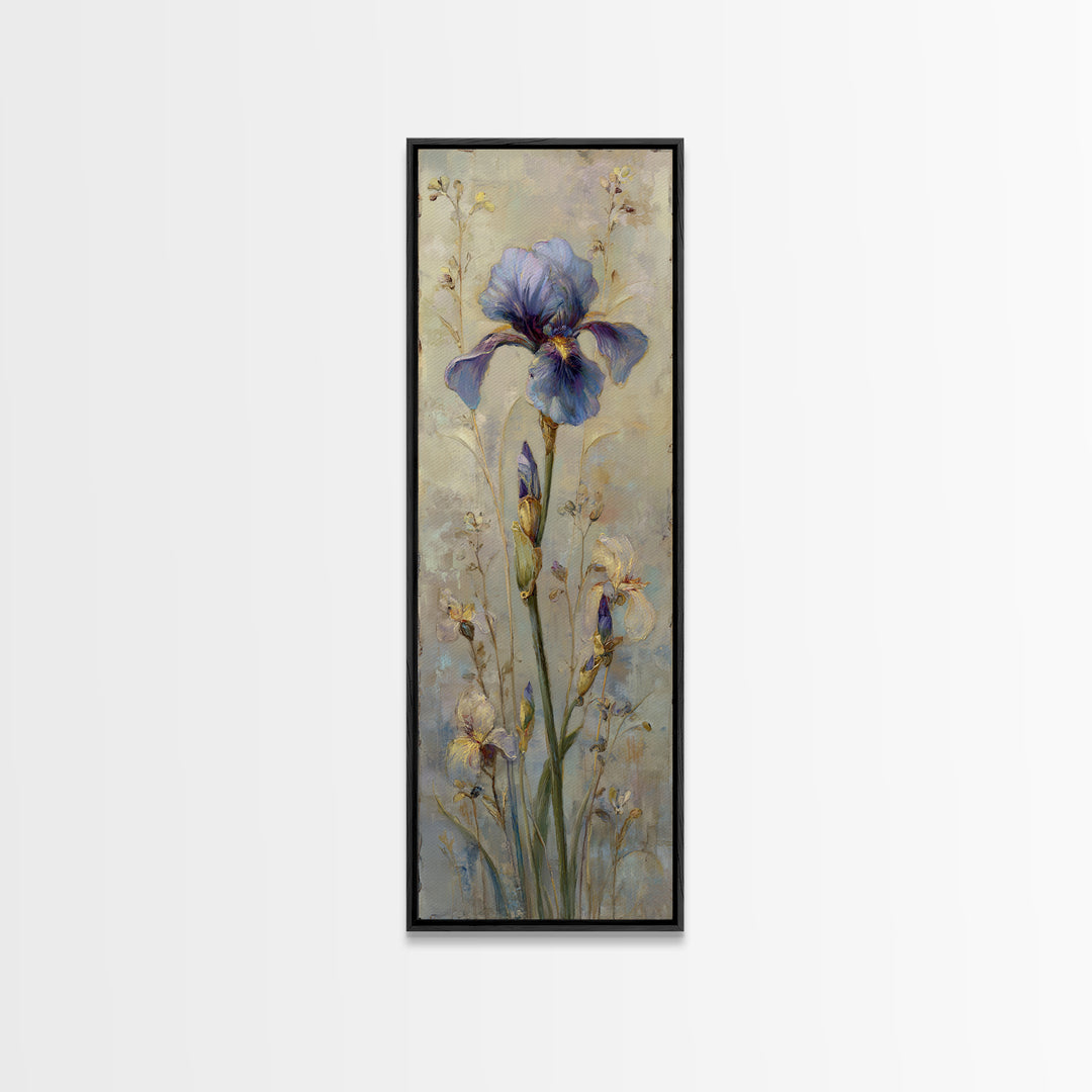 Iris Garden with Blue Violet Strokes Canvas Print, Impressionist Art, Modern Wall Art, Living Room Decor, Fine Art, Impression, IMP-1x3-56
