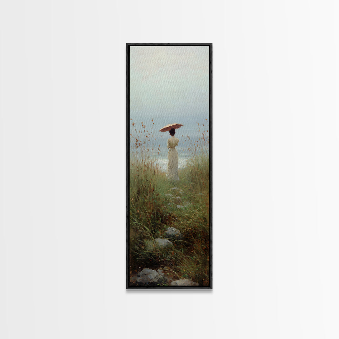 Woman with Parasol in Breezy Meadow Canvas Print, Impressionist Art, Living Room Art, Living Room Decor, Oil Painting, IMP-1x3-63
