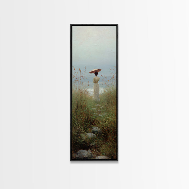 Woman with Parasol in Breezy Meadow Canvas Print, Impressionist Art, Living Room Art, Living Room Decor, Oil Painting, IMP-1x3-63