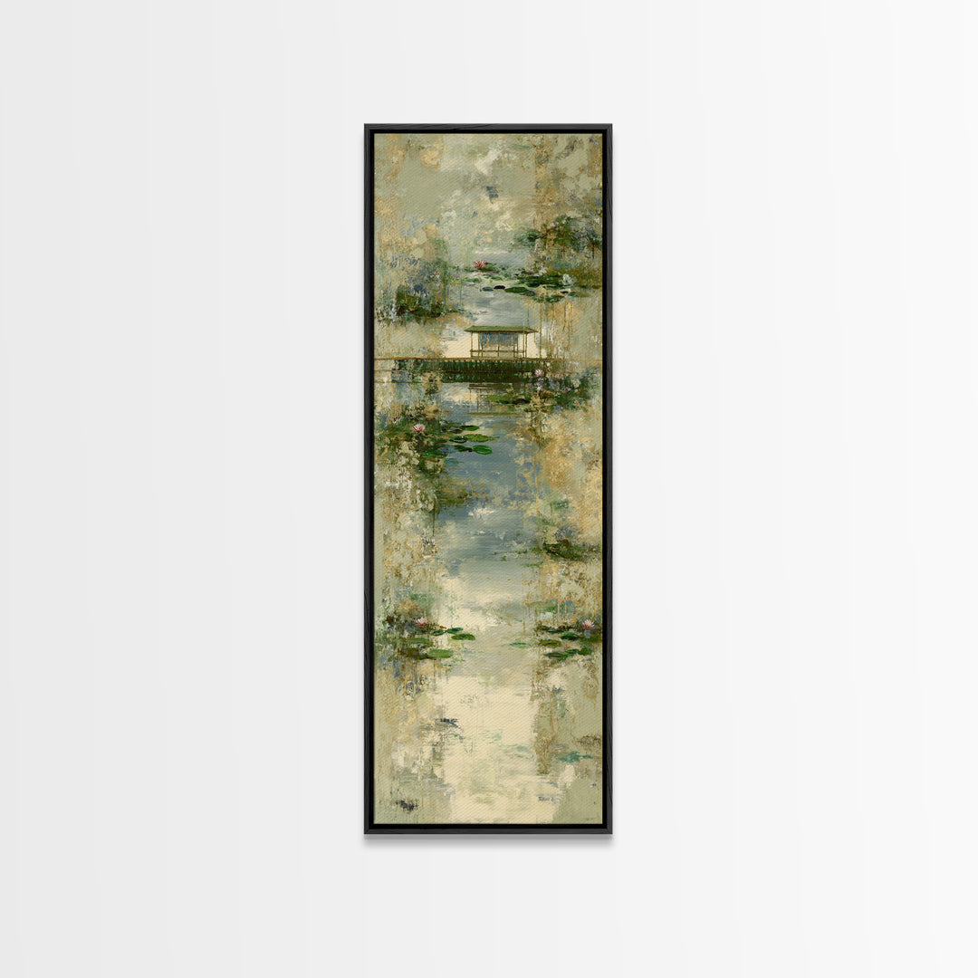 Water Garden Bridge Canvas Print, Impressionist Art, Statement Artwork, Living Room Decor, Fine Art, Impression, Art Print, IMP-1x3-78