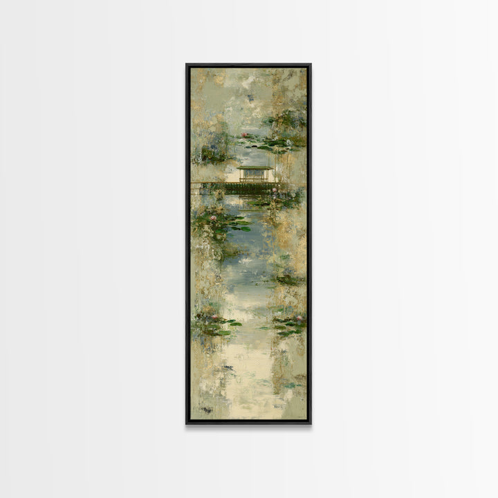 Water Garden Bridge Canvas Print, Impressionist Art, Statement Artwork, Living Room Decor, Fine Art, Impression, Art Print, IMP-1x3-78