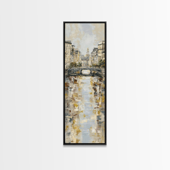 Paris Bridge Reflected Framed Canvas Print, Impressionist Art, Boho Decor, Living Room Decor, Oil Painting, Impression, IMP-1x3-91