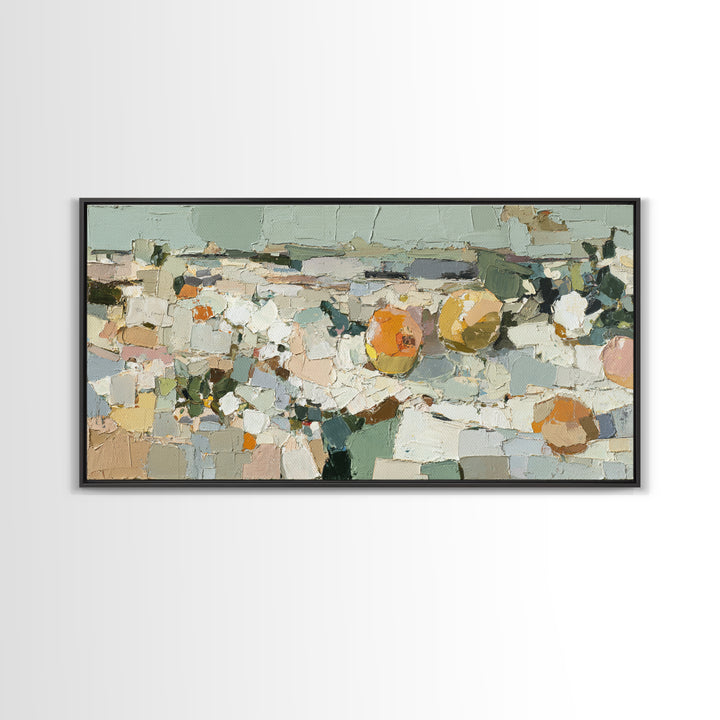 Soft Seaside Cliffs Framed Canvas Print, Impressionist Art, Large Wall Art, Living Room Decor, Impression, Abstract Painting, IMP-2x1-1
