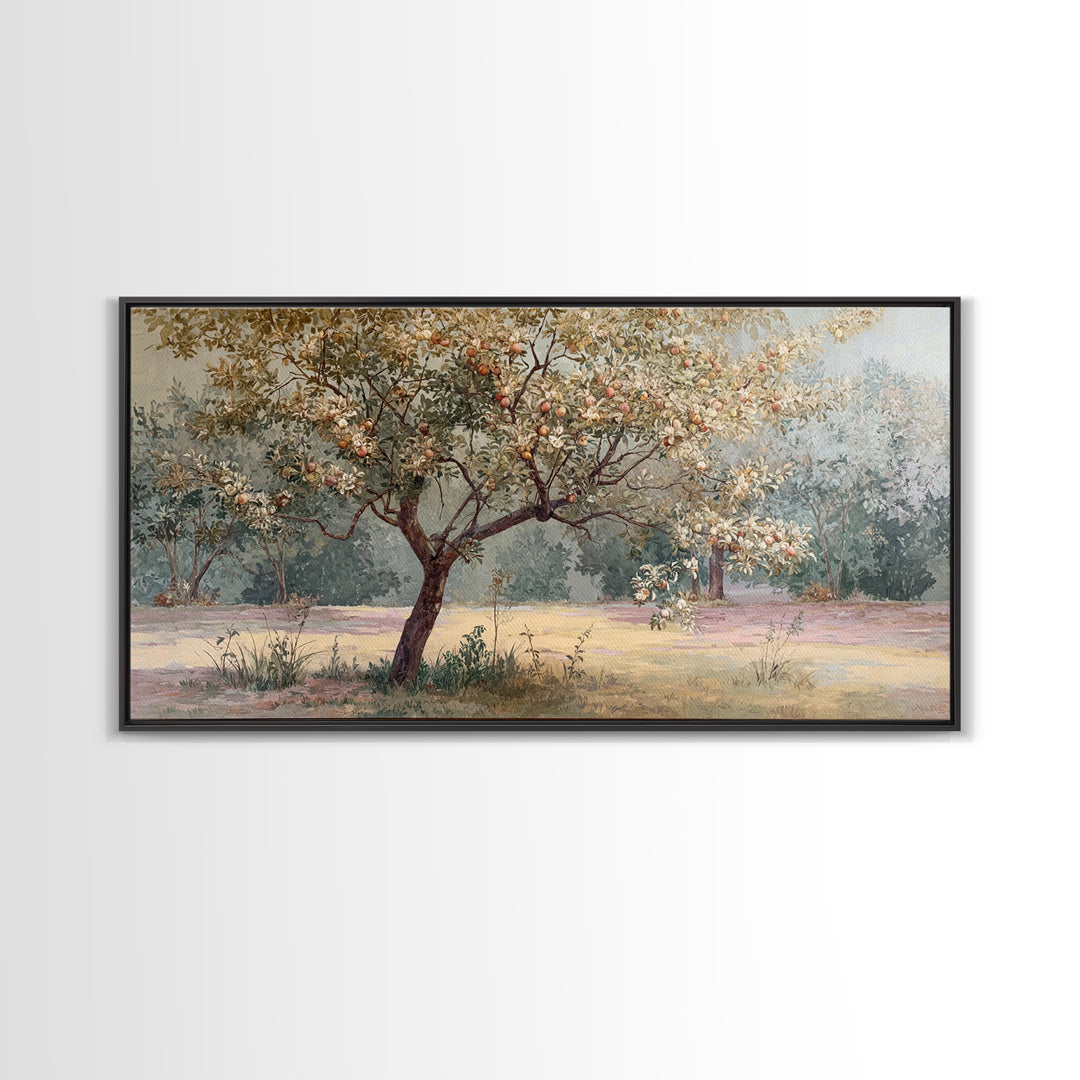 Apple Tree in Summer Orchard Framed Canvas Print, Impressionist Art, Printable Wall Art, Living Room Decor, Impression, IMP-2x1-13