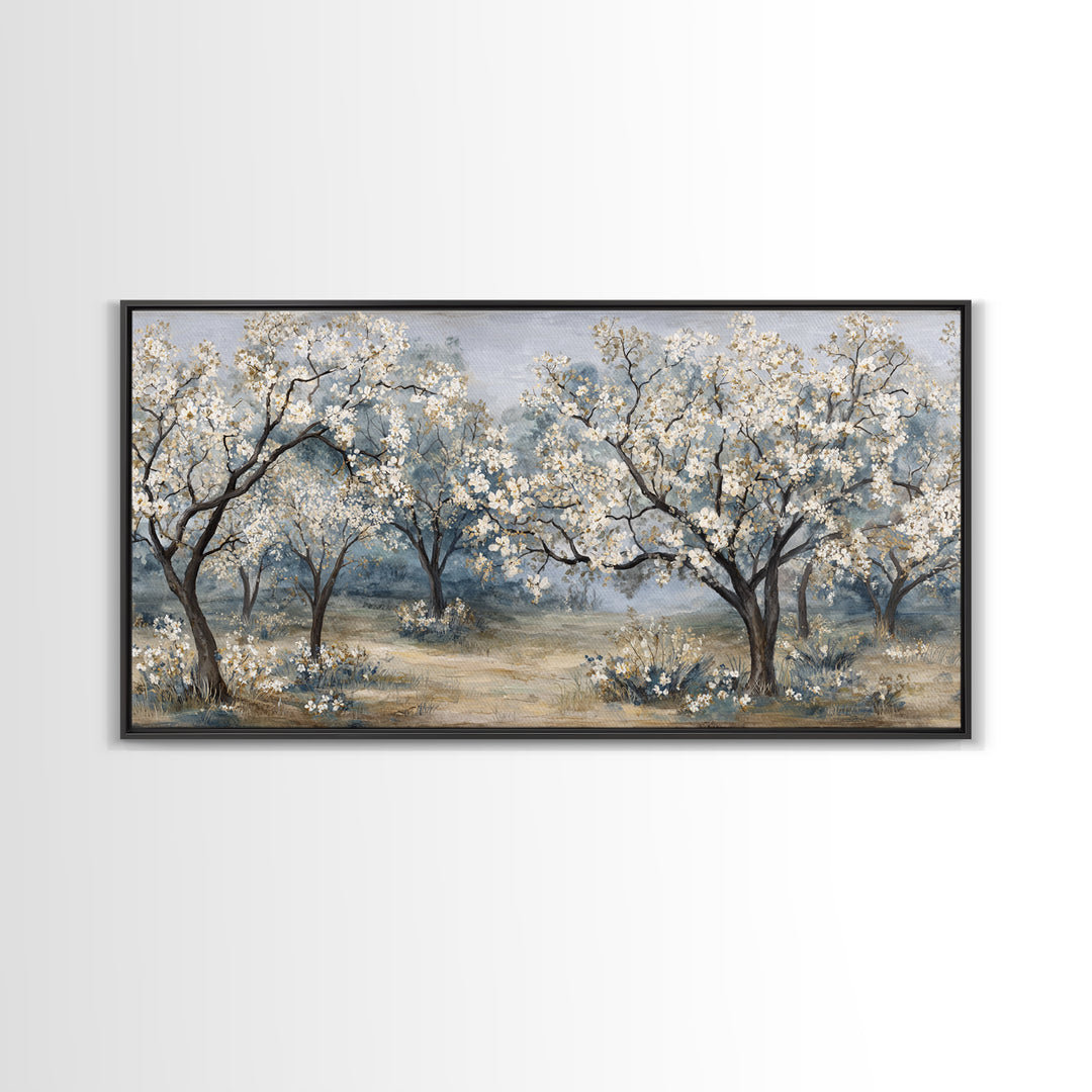 Spring Orchard with Blossoming Trees Canvas Print, Impressionist Art, Living Room Decor, Abstract Art, Impression, IMP-2x1-2