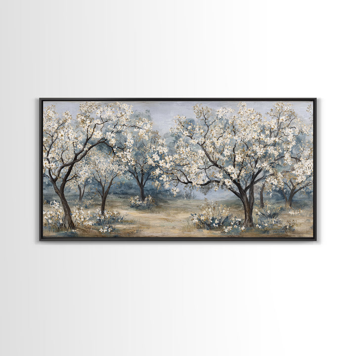 Spring Orchard with Blossoming Trees Canvas Print, Impressionist Art, Living Room Decor, Abstract Art, Impression, IMP-2x1-2