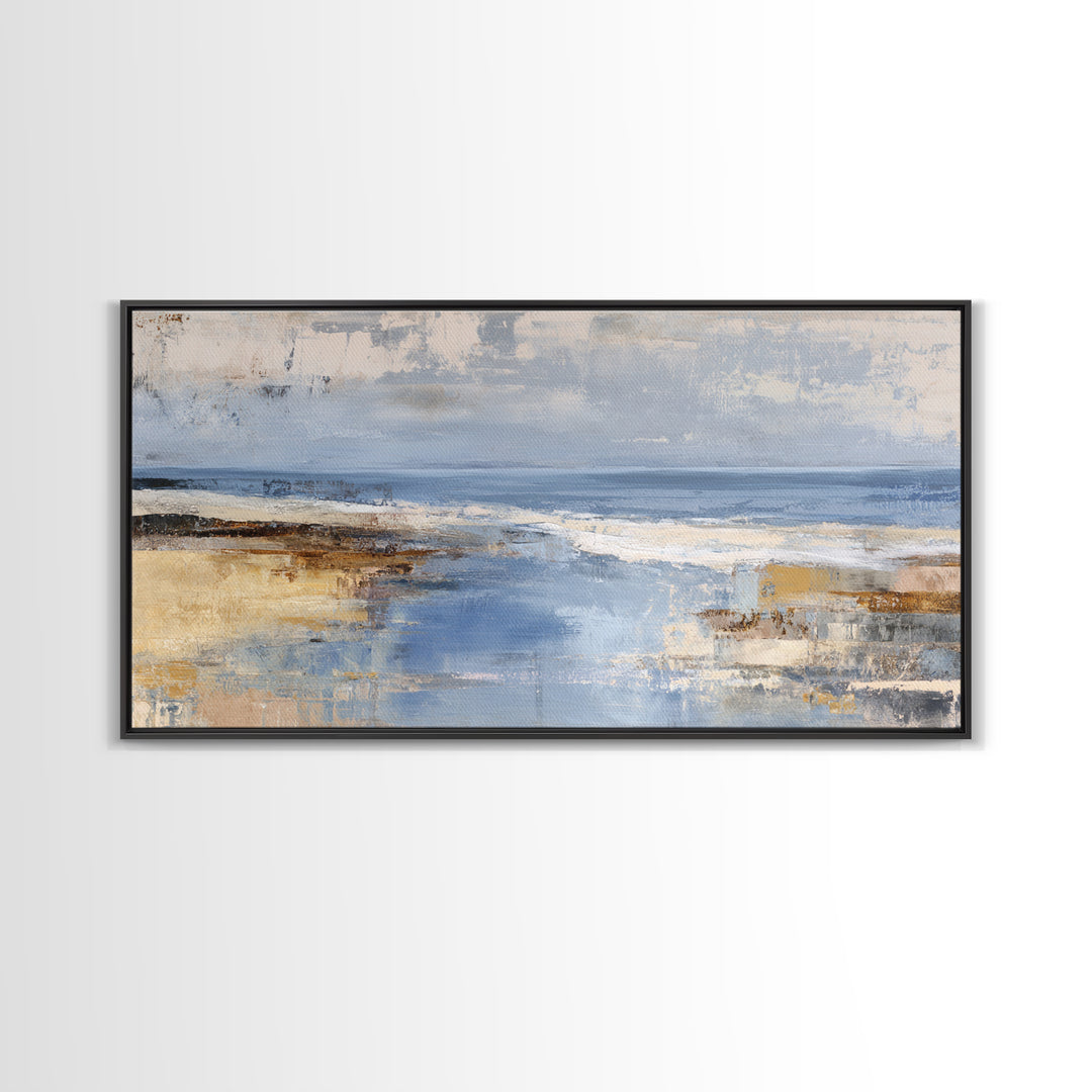 Soft Seaside Cliffs Framed Canvas Print, Impressionist Art, Large Wall Art, Living Room Decor, Impression, Abstract Painting, IMP-2x1-25