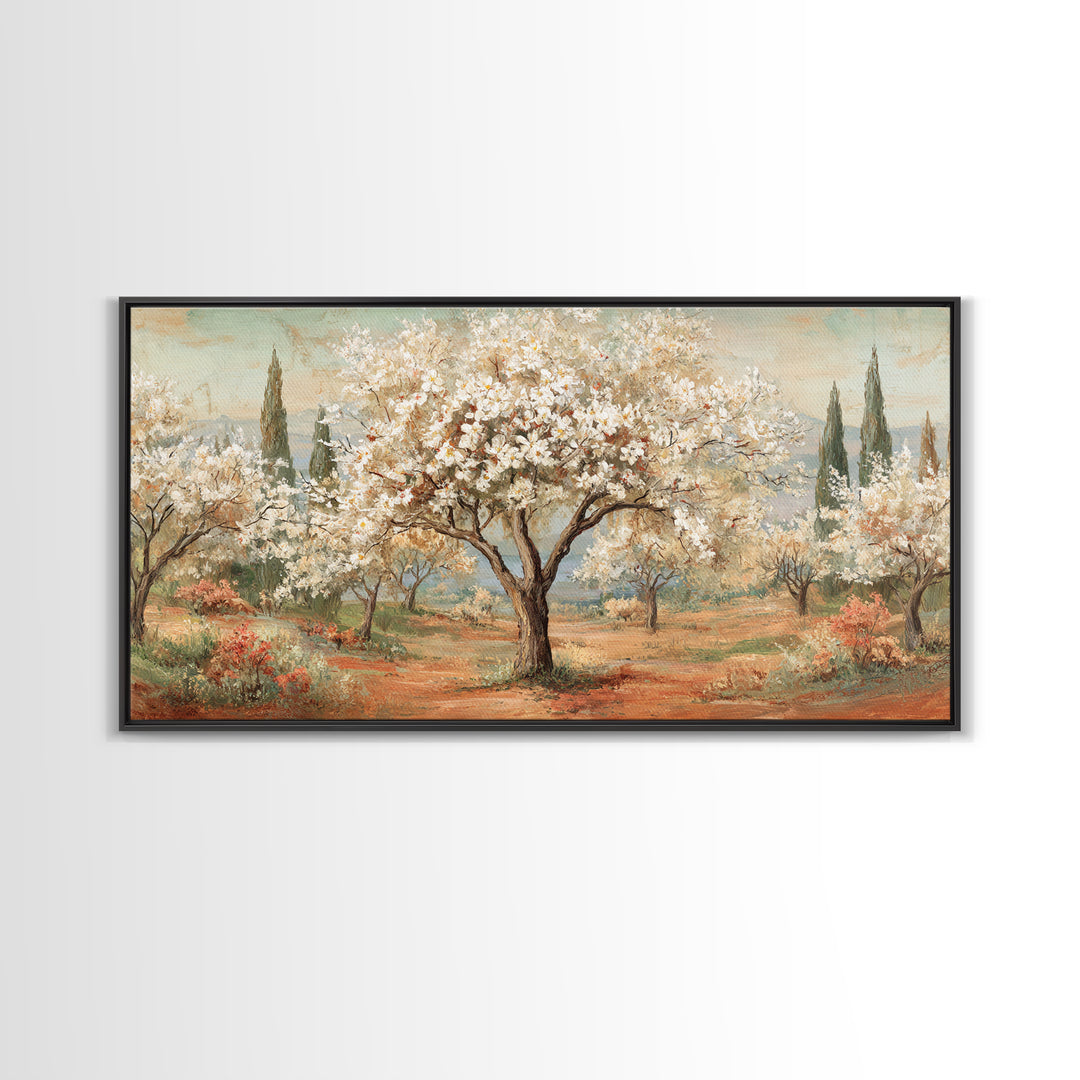 Spring Orchard with Blossoming Trees Canvas Print, Impressionist Art, Living Room Decor, Abstract Art, Impression, IMP-2x1-26