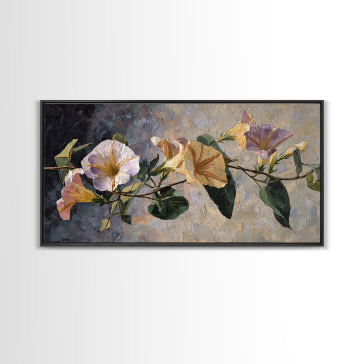 Caf Table with Flowers and Morning Light Canvas Print, Impressionist Art, Minimalist Decor, Living Room Decor, Impression, IMP-2x1-30