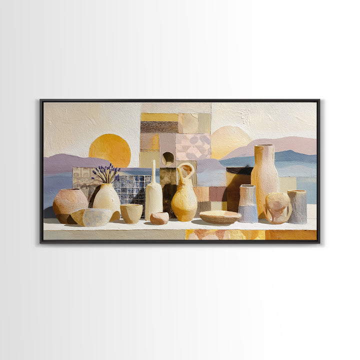 Sunset over Lavender Field Framed Canvas Print, Impressionist Art, Contemporary Art, Living Room Decor, Fine Art, Impression, IMP-2x1-34