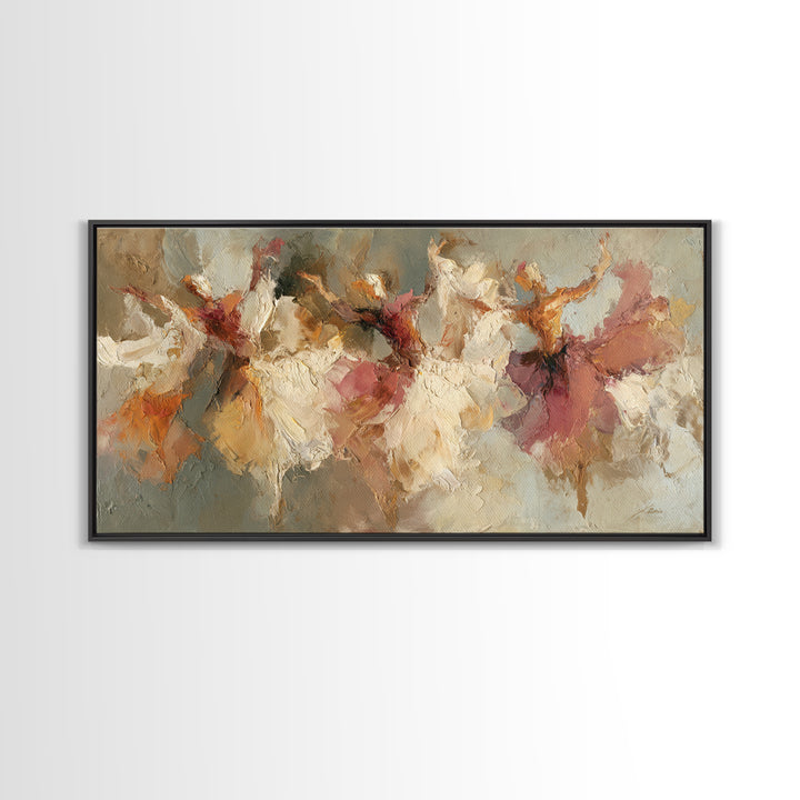 Dancers Suggested by Soft Moving Brushwork Framed Canvas Print, Impressionist Art, Wall Art, Living Room Decor, Oil Painting, IMP-2x1-35
