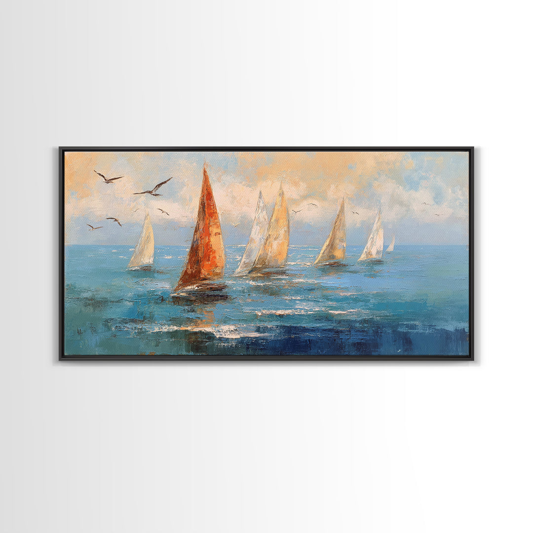 Coastal Beach Figures Canvas Print, Impressionist Art, Oil Painting, Living Room Decor, Fine Art, Impression, Coastal Wall Art, IMP-2x1-39