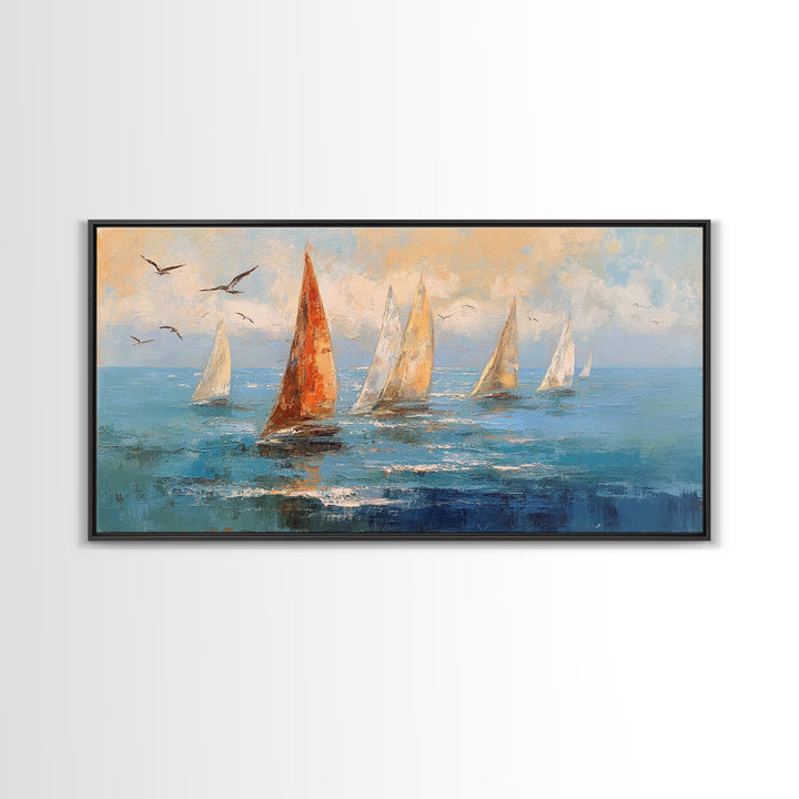 Coastal Beach Figures Canvas Print, Impressionist Art, Oil Painting, Living Room Decor, Fine Art, Impression, Coastal Wall Art, IMP-2x1-39