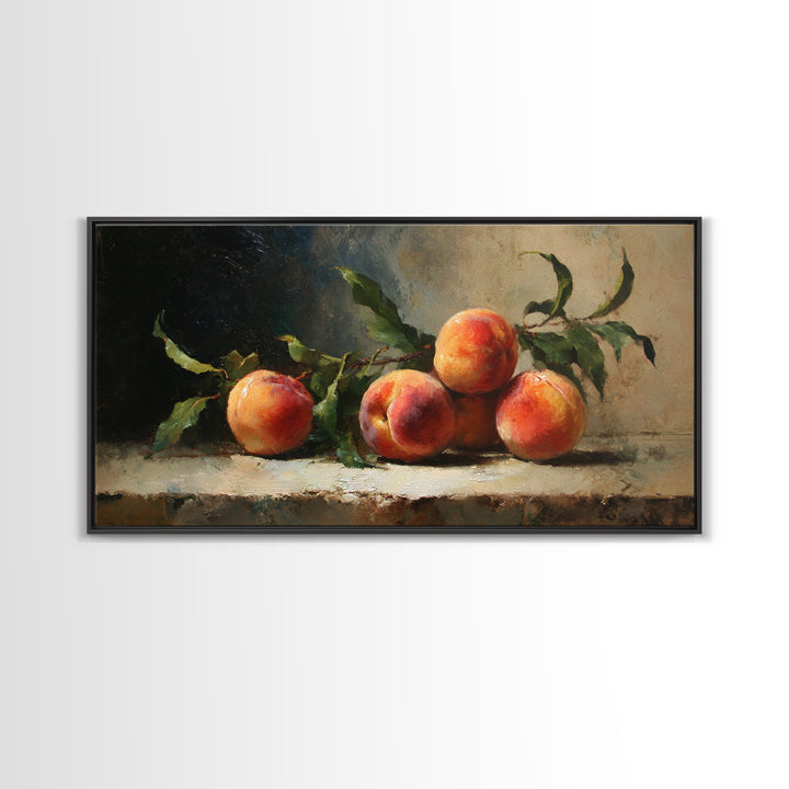 Still Life of Peaches Framed Canvas Print, Impressionist Art, Large Wall Art, Living Room Decor, Fine Art, Impression, IMP-2x1-43