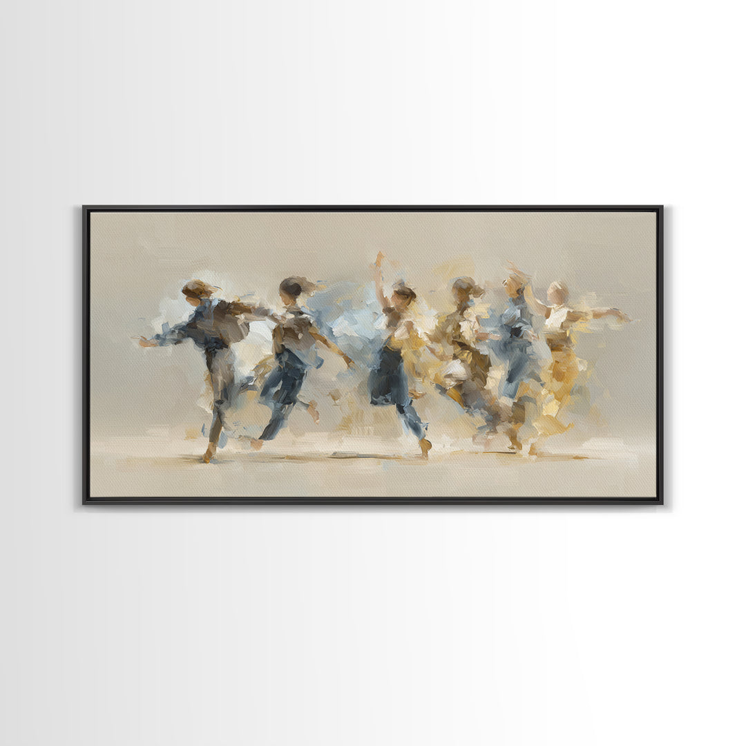 Dancers Suggested by Soft Moving Brushwork Canvas Print, Impressionist Art, Landscape Painting, Living Room Decor, Impression, IMP-2x1-59