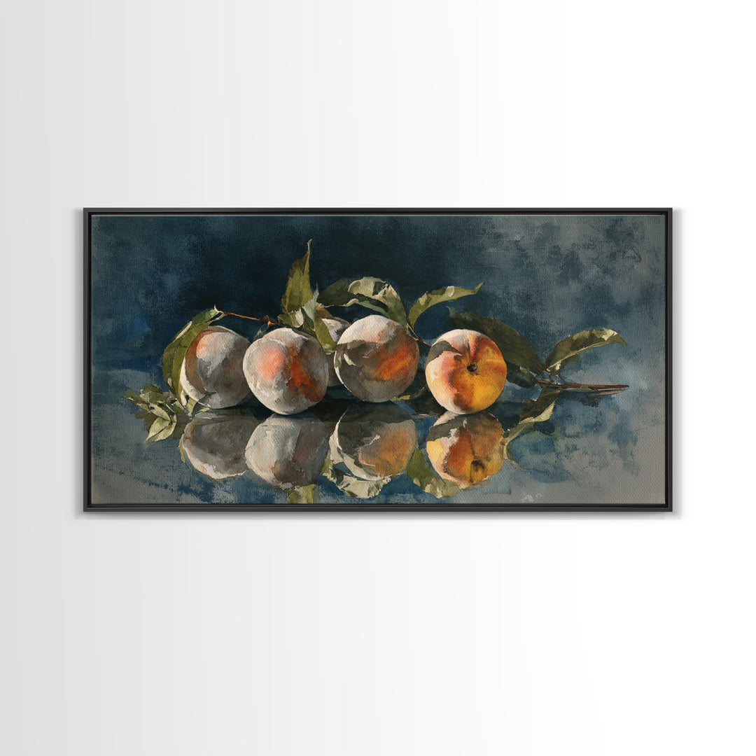 Still Life of Peaches Framed Canvas Print, Impressionist Art, Gallery Decor, Living Room Decor, Fine Art, Impression, IMP-2x1-67