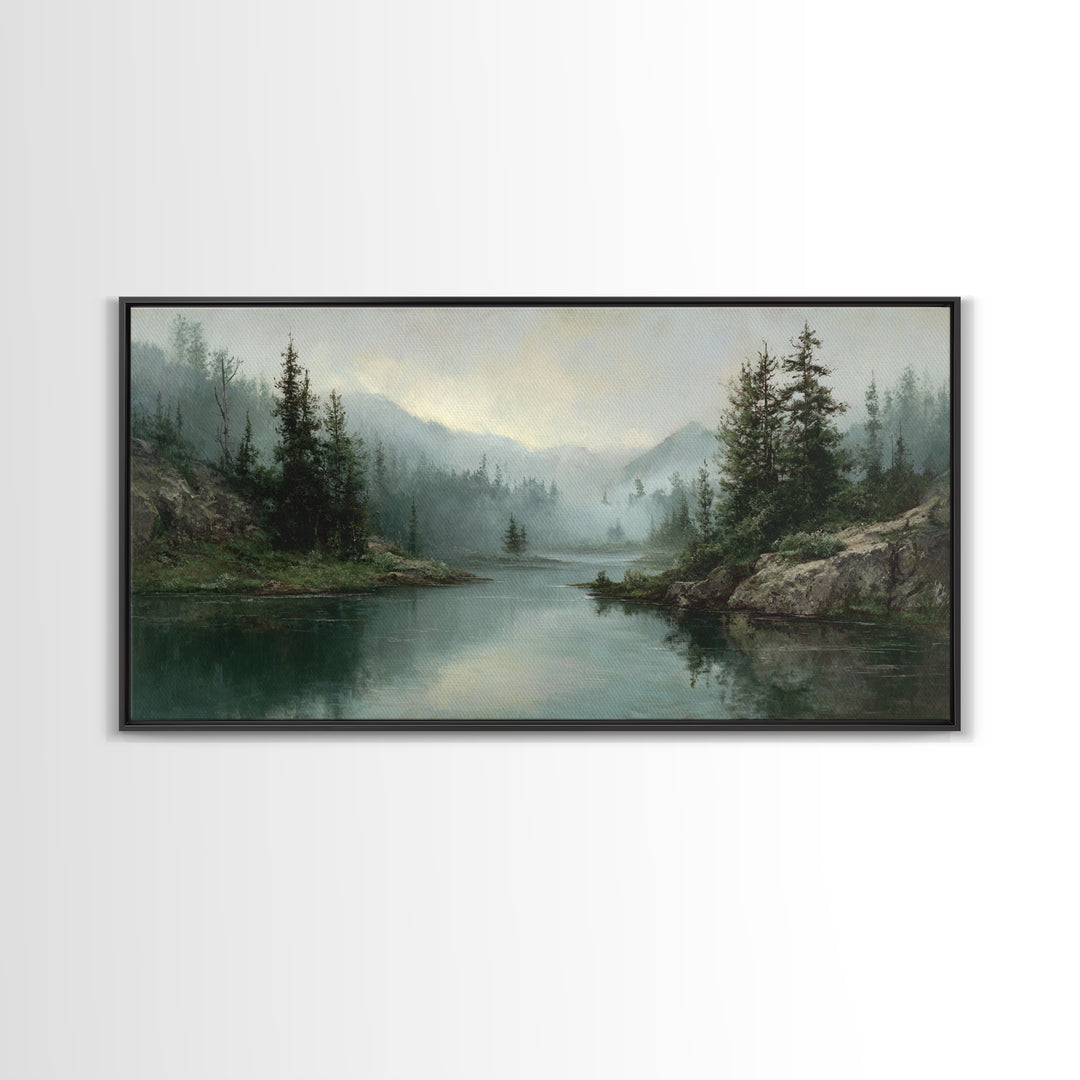 Mountain Lake with Sparkling Reflections Canvas Print, Impressionist Art, Original Art, Living Room Decor, Fine Art, Impression, IMP-2x1-68