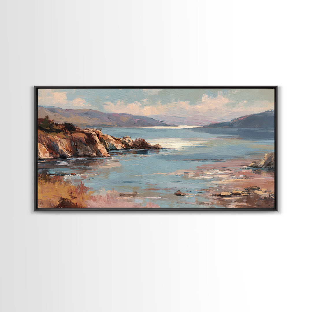 Soft Seaside Cliffs Canvas Print, Impressionist Art, Living Room Decor, Fine Art, Impression, Landscape Art, Colorful Wall Art, IMP-2x1-73