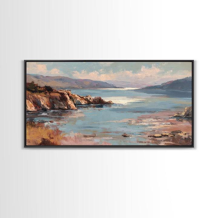 Soft Seaside Cliffs Canvas Print, Impressionist Art, Living Room Decor, Fine Art, Impression, Landscape Art, Colorful Wall Art, IMP-2x1-73