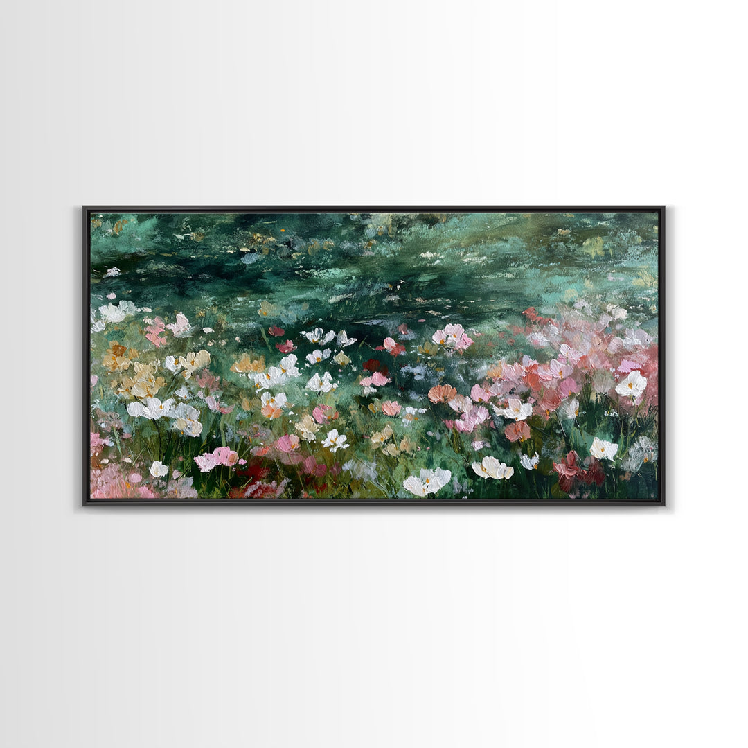 Wildflower Field in Loose Pastel Strokes Canvas Print, Impressionist Art, Modern Wall Art, Living Room Decor, Impression, IMP-2x1-76