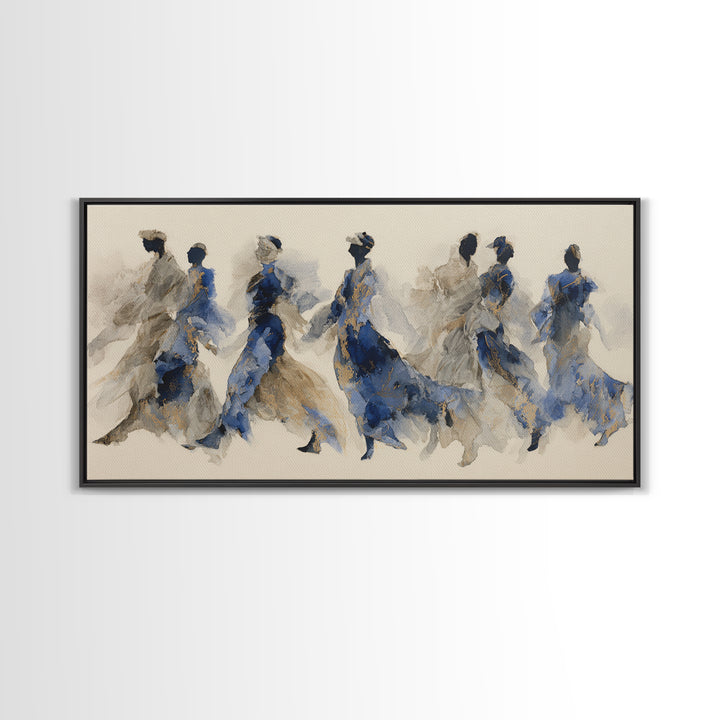 Dancers Suggested by Soft Moving Brushwork Framed Canvas Print, Impressionist Art, Painting, Living Room Decor, Impression, IMP-2x1-83