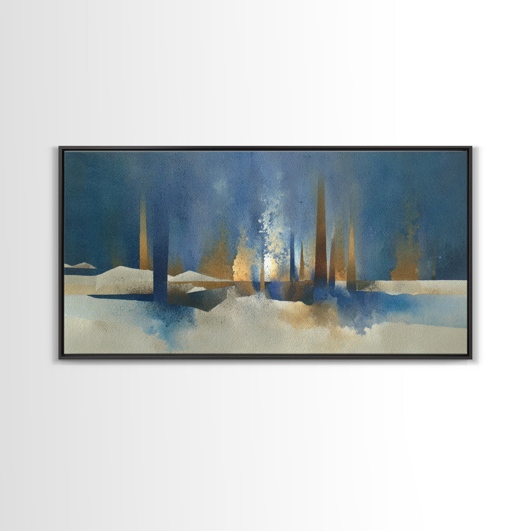 Haystacks Glowing at Golden Hour Framed Canvas Print, Impressionist Art, Floral Wall Art, Living Room Decor, Oil Painting, IMP-2x1-96