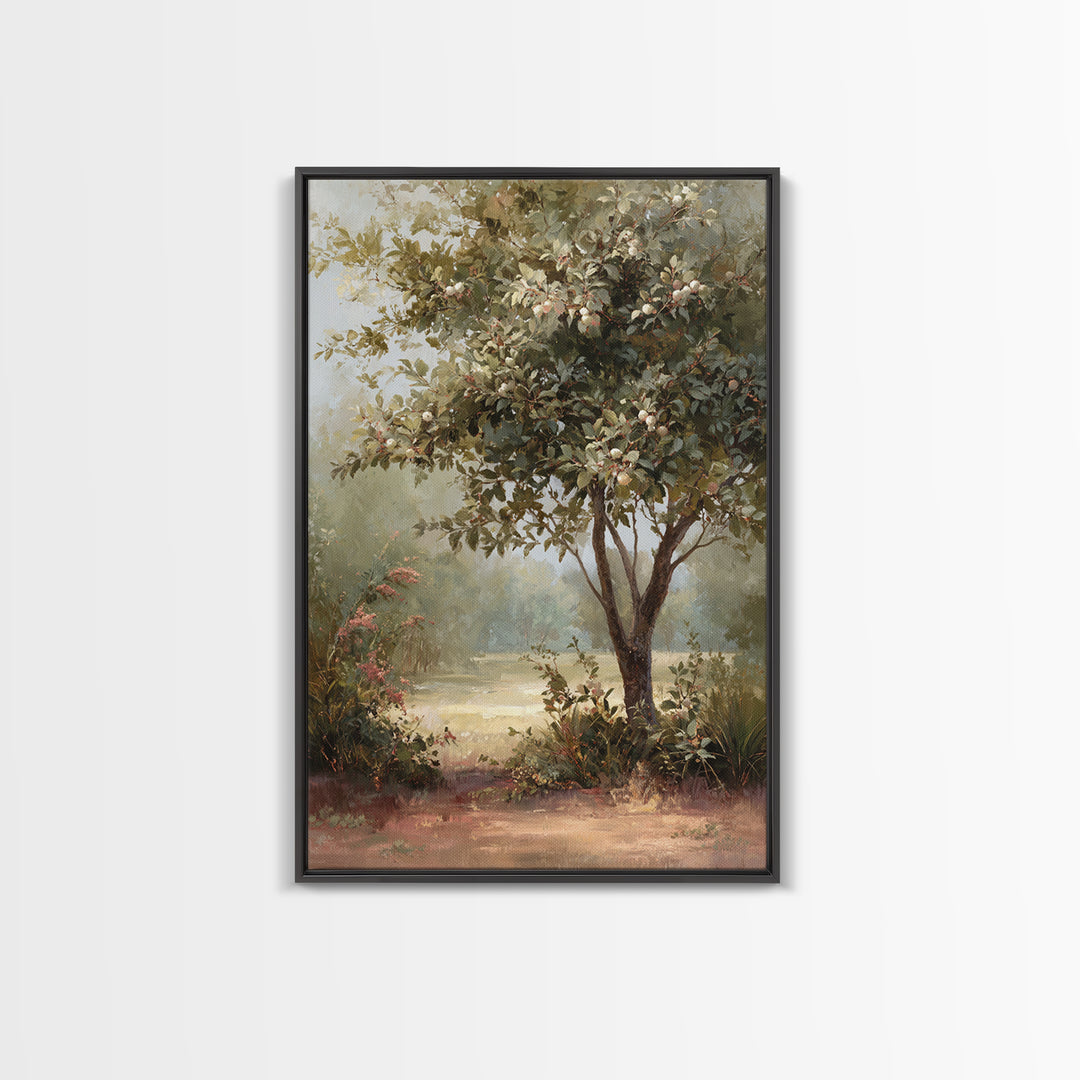 Apple Tree in Summer Orchard Framed Canvas Print, Impressionist Art, Large Wall Art, Living Room Decor, Fine Art, Impression, IMP-2x3-1