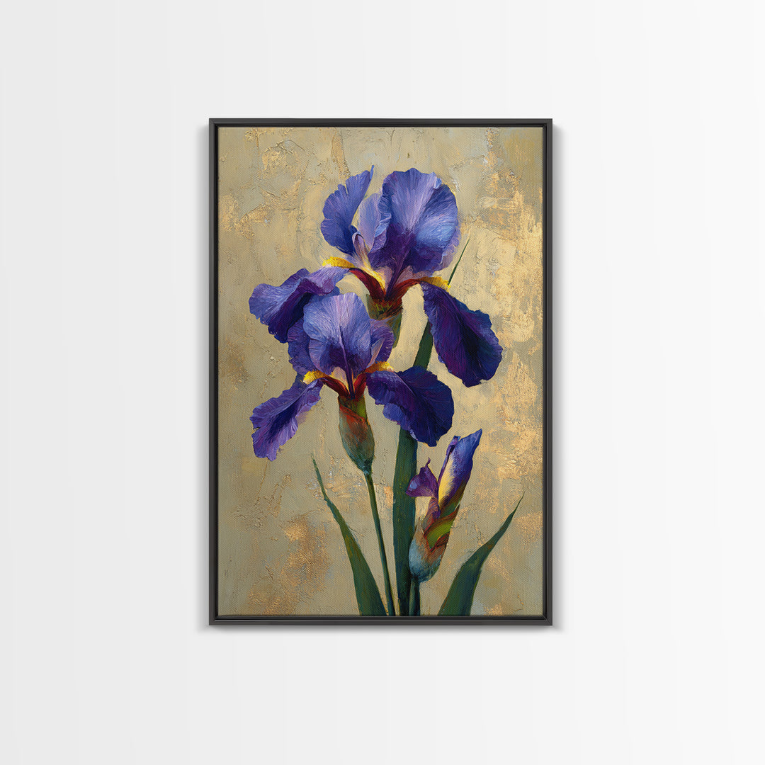 Iris Garden with Blue Violet Strokes Canvas Print, Impressionist Art, Printable Wall Art, Living Room Decor, Impression, IMP-2x3-100