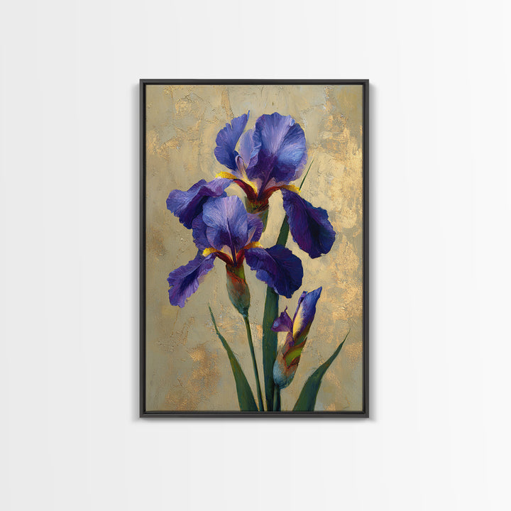Iris Garden with Blue Violet Strokes Canvas Print, Impressionist Art, Printable Wall Art, Living Room Decor, Impression, IMP-2x3-100