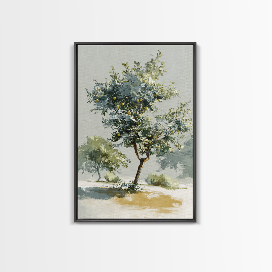 Apple Tree in Summer Orchard Framed Canvas Print, Impressionist Art, Large Wall Art, Living Room Decor, Fine Art, Impression, IMP-2x3-25