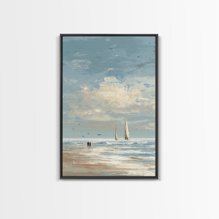 Coastal Beach Figures Canvas Print, Impressionist Art, Home Decor, Living Room Decor, Fine Art, Impression, Horizontal Wall Art, IMP-2x3-27