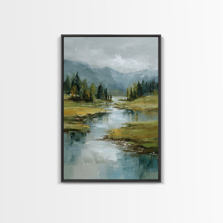 Mountain Lake with Sparkling Reflections Canvas Print, Impressionist Art, Statement Artwork, Living Room Decor, Impression, IMP-2x3-32