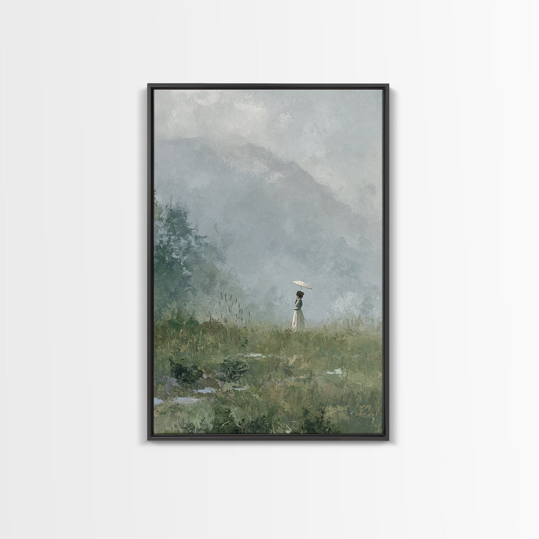 Woman with Parasol in Breezy Meadow Canvas Print, Impressionist Art, Original Art, Living Room Decor, Fine Art, Impression, IMP-2x3-35
