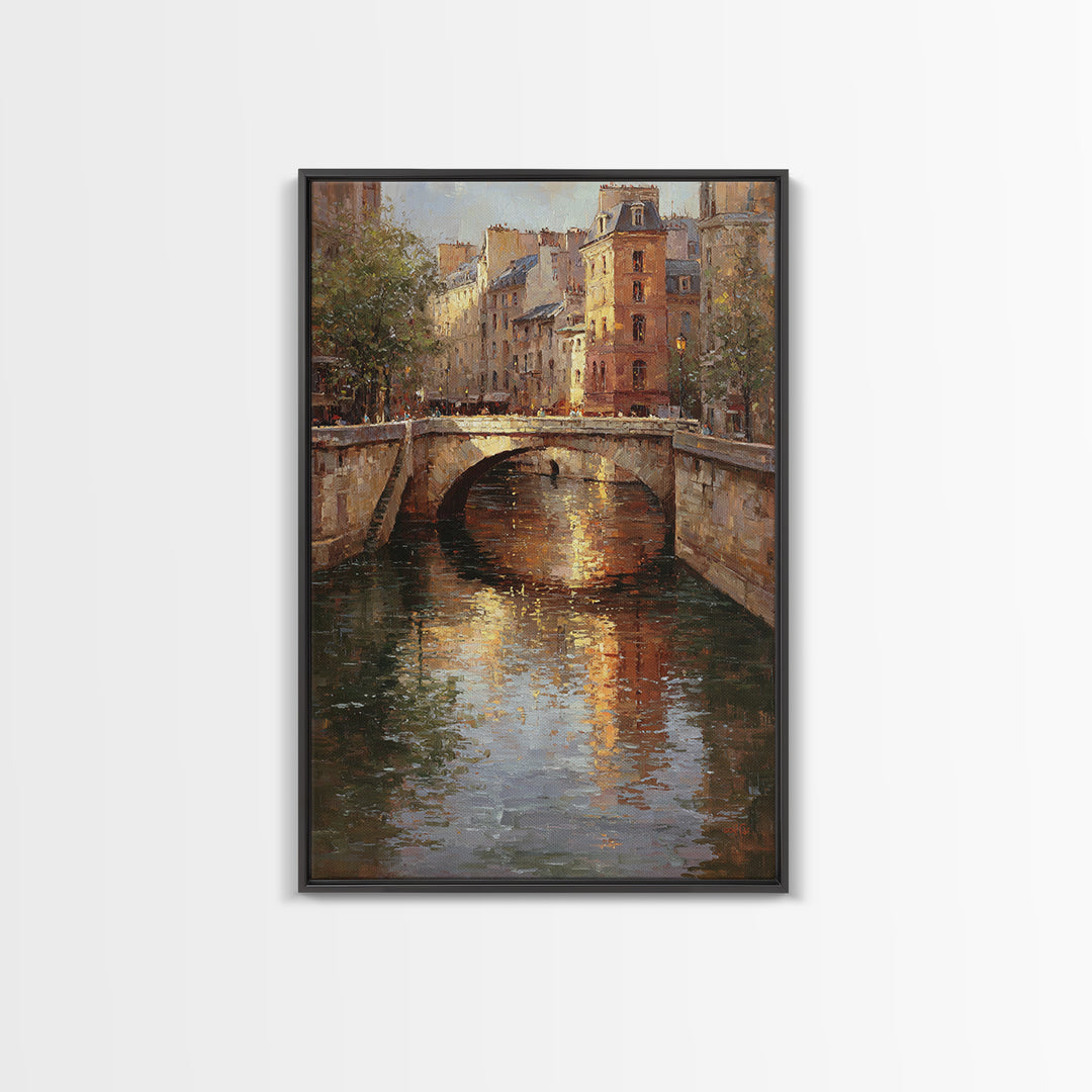Paris Bridge Reflected Canvas Print, Impressionist Art, Bedroom Decor, Living Room Decor, Fine Art, Impression, Modern Art, IMP-2x3-39
