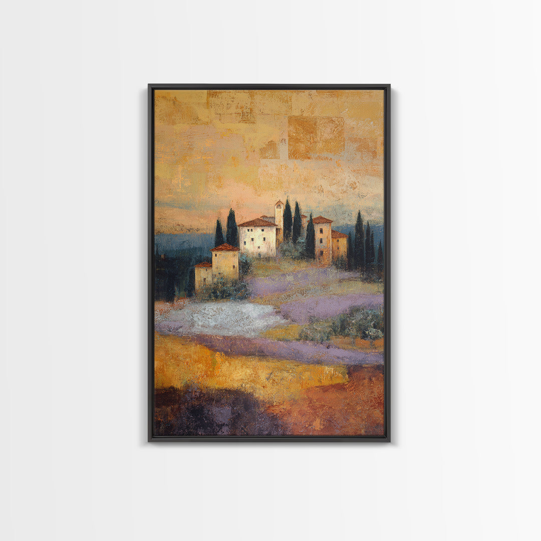 Sunset over Lavender Field Framed Canvas Print, Impressionist Art, Wall Decor, Living Room Decor, Fine Art, Impression, IMP-2x3-46