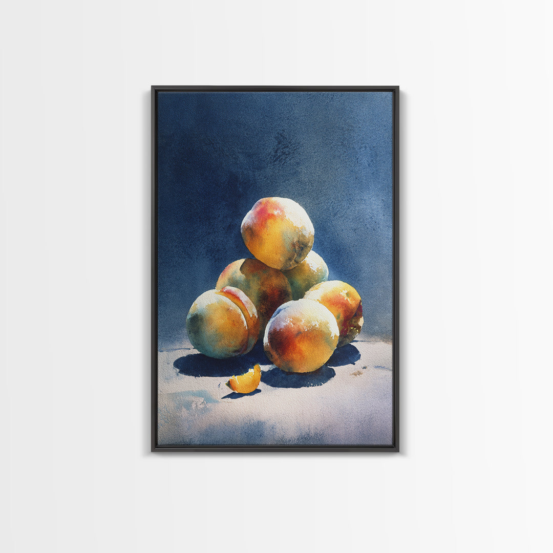 Still Life of Peaches Framed Canvas Print, Impressionist Art, Large Wall Art, Living Room Decor, Fine Art, Impression, IMP-2x3-55