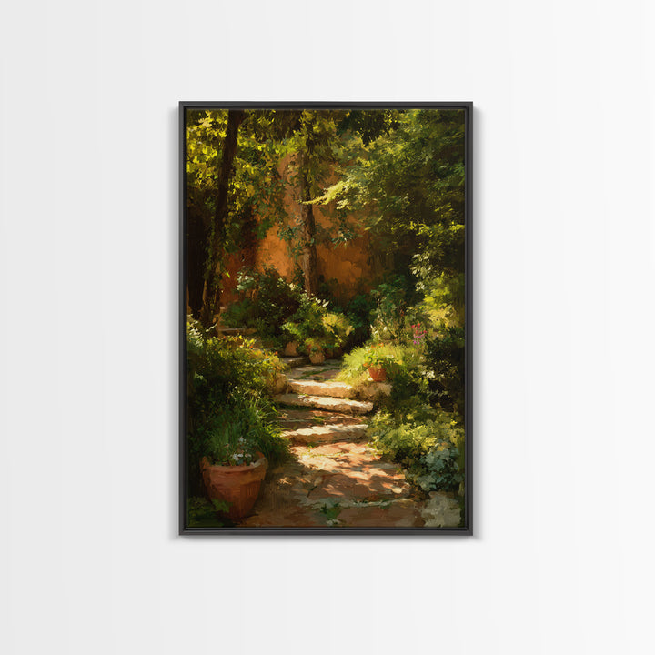 Garden Path Covered Canvas Print, Impressionist Art, Textured Wall Art, Living Room Decor, Impression, Landscape Painting, IMP-2x3-58