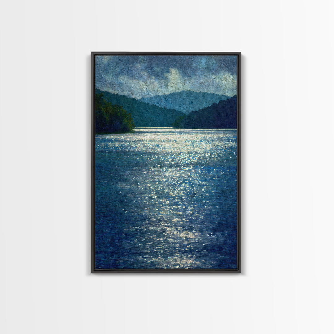 Mountain Lake with Sparkling Reflections Canvas Print, Impressionist Art, Living Room Art, Living Room Decor, Impression, IMP-2x3-8