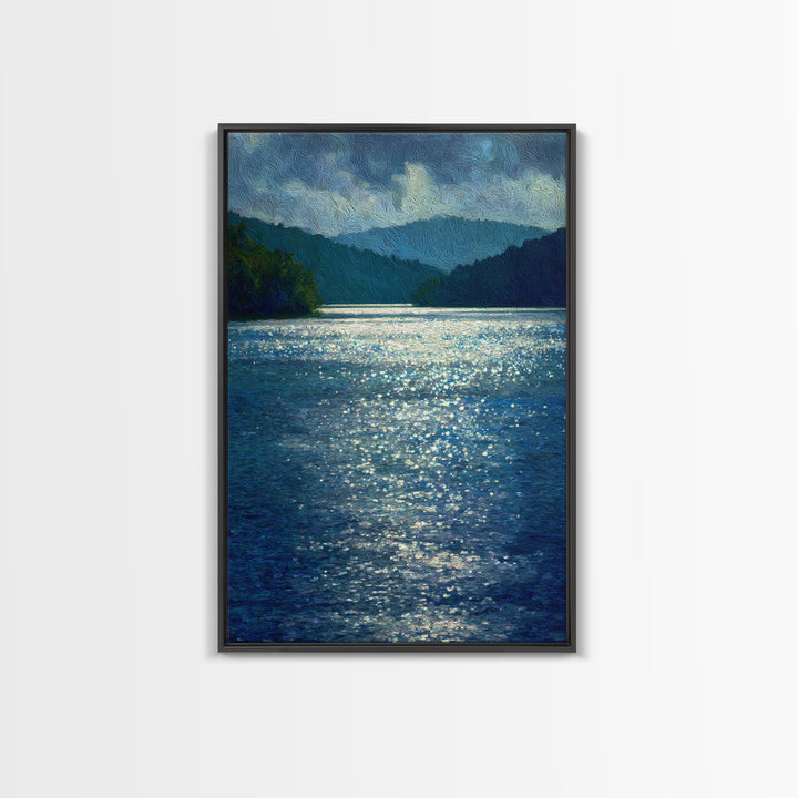 Mountain Lake with Sparkling Reflections Canvas Print, Impressionist Art, Living Room Art, Living Room Decor, Impression, IMP-2x3-8