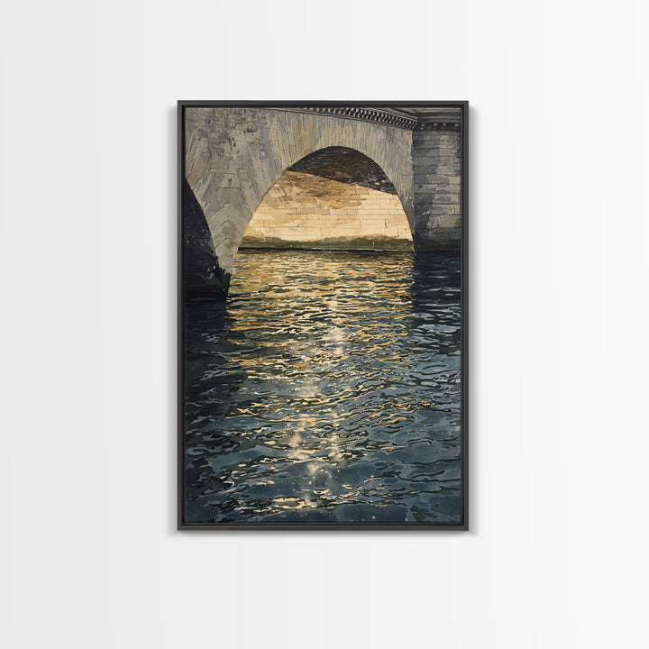 Paris Bridge Reflected Framed Canvas Print, Impressionist Art, Colorful Wall Art, Living Room Decor, Fine Art, Impression, IMP-2x3-87