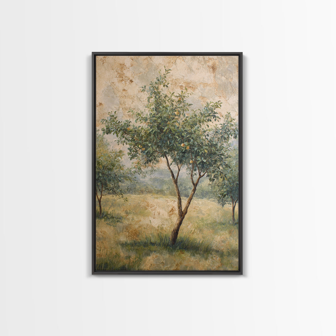 Apple Tree in Summer Orchard Framed Canvas Print, Impressionist Art, Coastal Wall Art, Living Room Decor, Fine Art, Impression, IMP-2x3-97